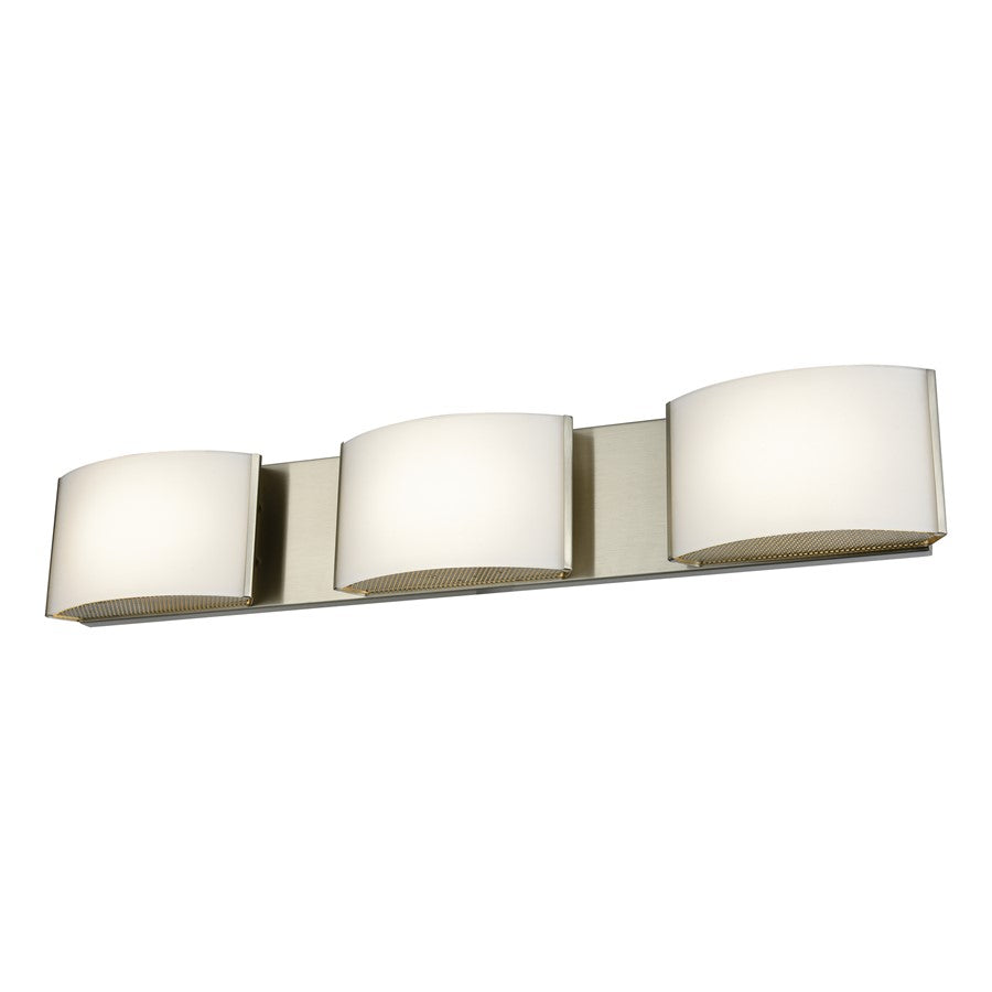 Atlas Lighting Pandora 25in 3-Light Vanity Light | Modern Satin Nickel and White Glass | Bathroom & Powder Room | 25 x 3 x 4 in | Model WL11391-NK