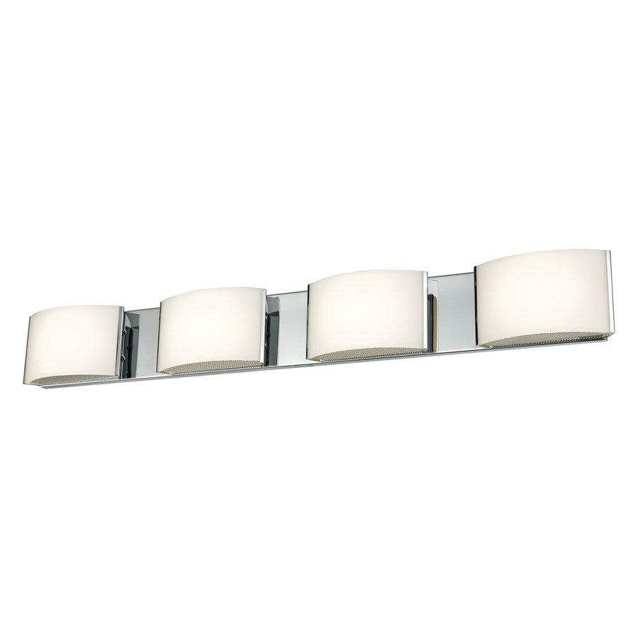 Atlas Lighting Pandora 34in 4-Light Vanity Light | Modern Chrome and White Glass | Bathroom & Powder Room | 34 x 3 x 4 in | Model WL11392-CH