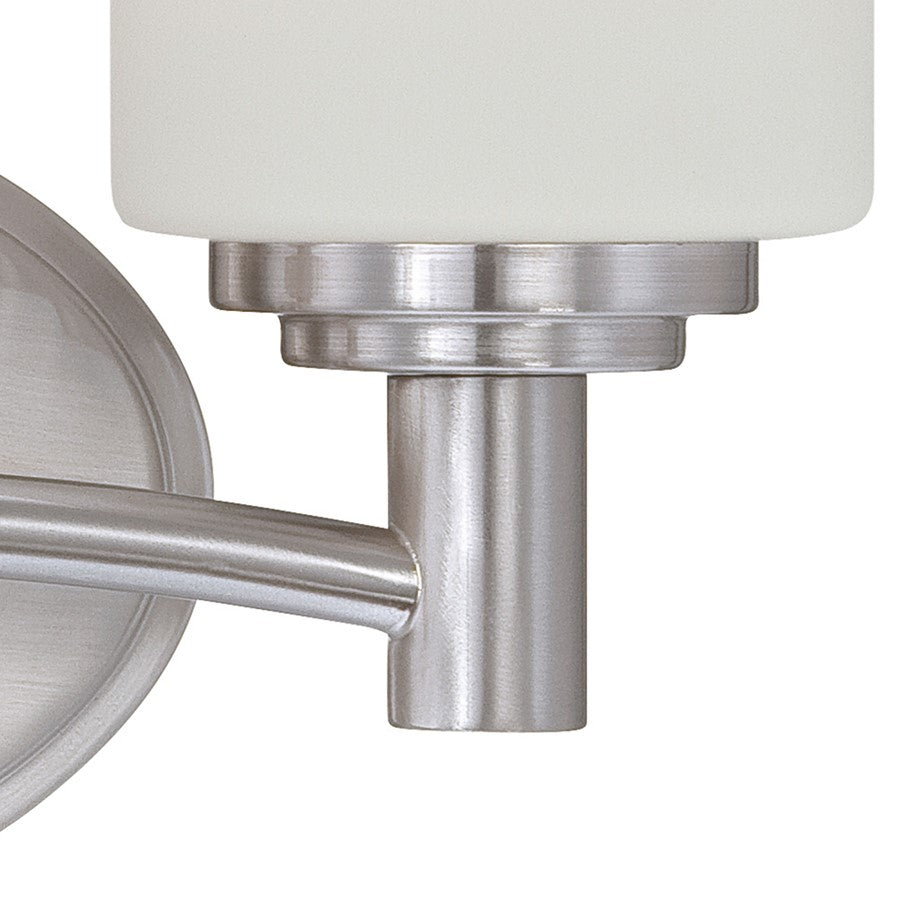 Atlas Lighting Pittman 12in 2-Light Vanity Light | Transitional Brushed Nickel and White Frosted Glass | Bathroom Vanity | Model WL11408-NK