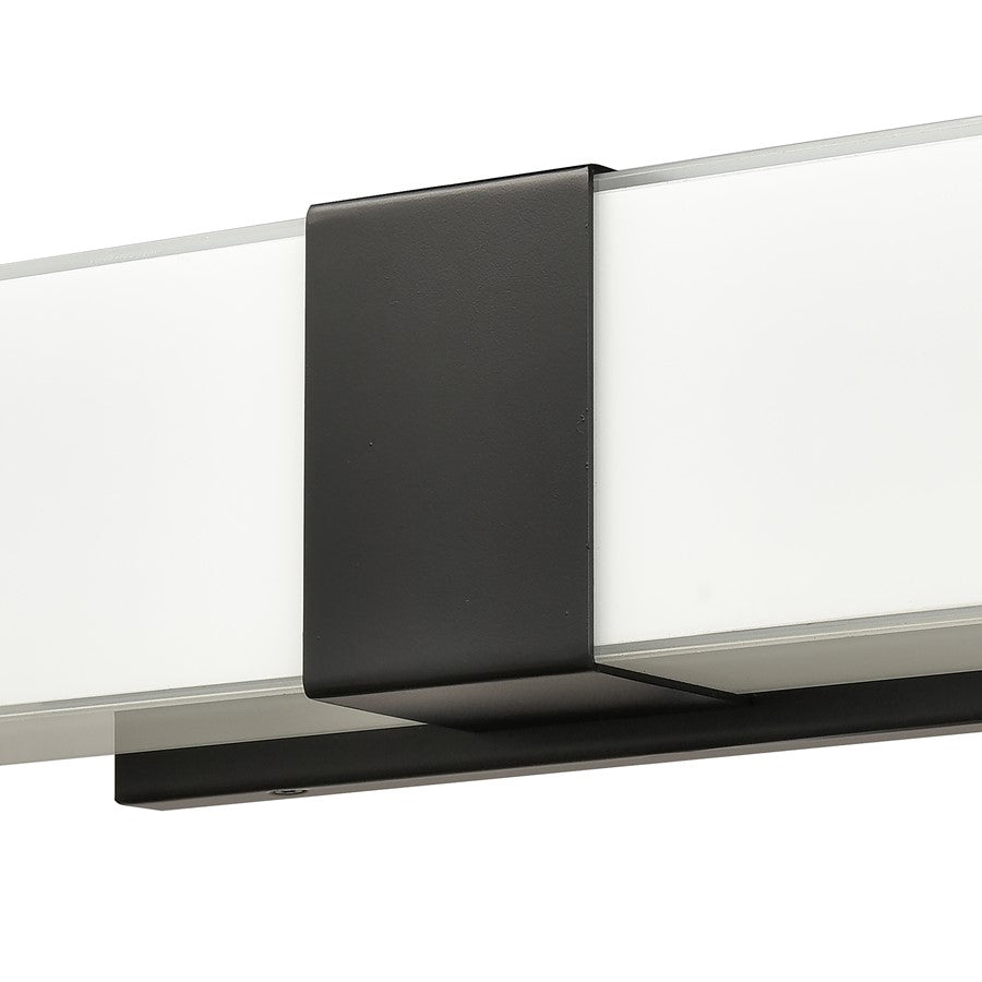 Atlas Lighting Reciprocate 25in 2-Light Vanity Light | Modern Matte Black and White Glass | Bathroom Vanity | 25 x 3.5 x 5.25 in | Model WL11423-BK