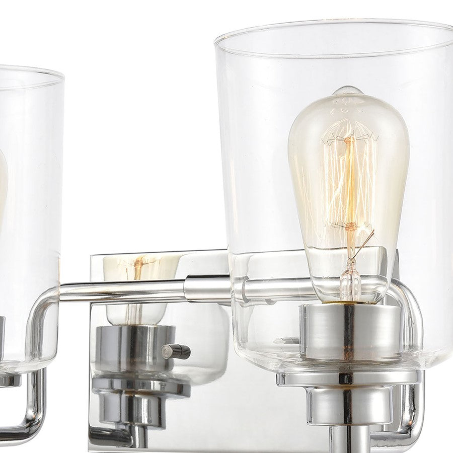 Atlas Lighting Robins 14in 2-Light Vanity Light | Transitional Polished Chrome and Clear Glass | Bathroom Vanity | 14 x 7 x 8 in | Model WL11428-CH