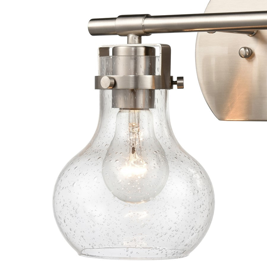 Atlas Lighting Salamanca 15.5in 2-Light Vanity Light | Transitional Satin Nickel and Clear Seeded Glass | Bathroom Vanity | Model WL11431-NK