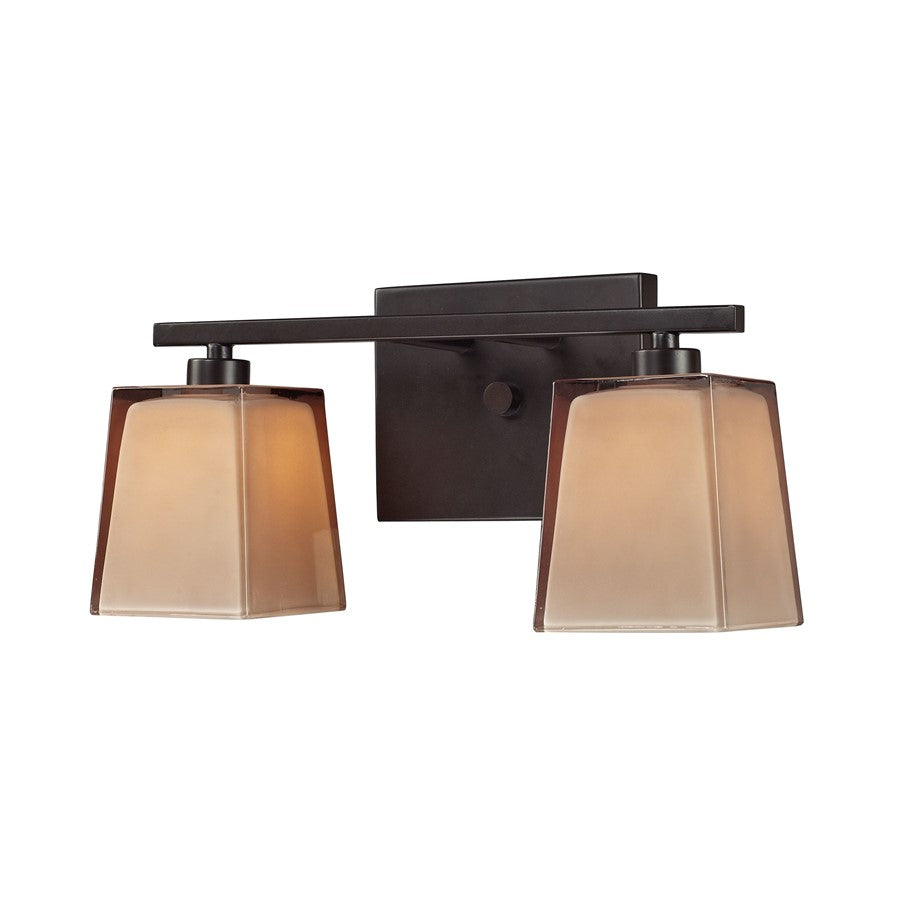 Atlas Lighting Serenity 13in 2-Light Vanity Light | Modern Oil Rubbed Bronze and Amber Glass | Bathroom Vanity | 13 x 6 x 7 in | Model WL11436-BZ