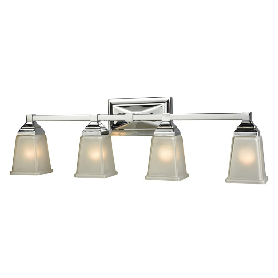 Atlas Lighting Sinclair 30in 4-Light Vanity Light | Traditional Polished Chrome and White Frosted Glass | Bathroom Vanity | Model WL11439-CH