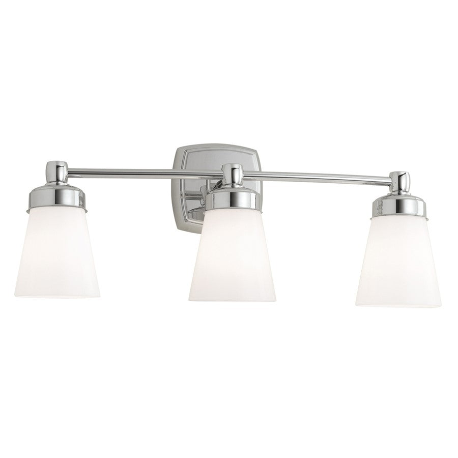 Atlas Lighting Soft Square 22in 3-Light Vanity Light | Traditional Chrome and Glass | Bathroom Vanity | 22 x 22 x 8 in | Model WL11440-CH