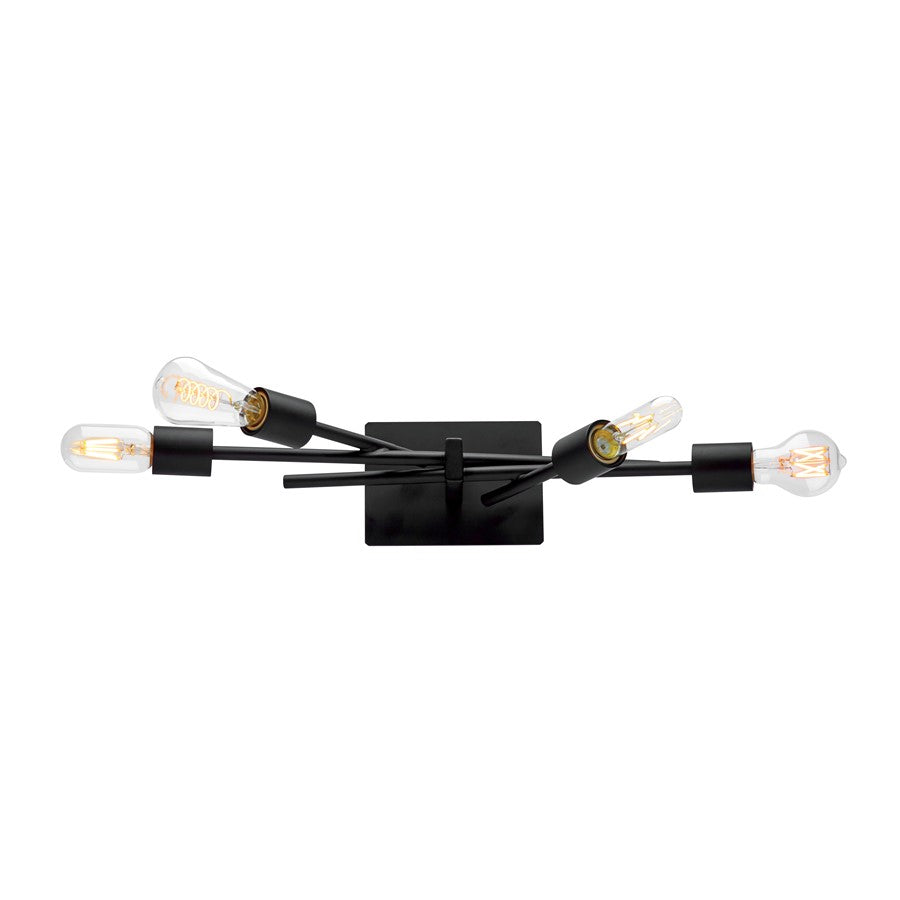 Atlas Lighting Stick 21in 4-Light Vanity Light | Modern Contemporary Matte Black Steel | Bathroom & Makeup Vanity | 21 x 8 x 8 in | Model WL11449-BK