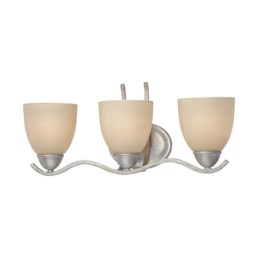 Atlas Lighting Triton 21in 3-Light Wall Lamp | Transitional Moonlight Silver and Amber Glass | Bathroom Vanity & Powder Room | Model WL11468-SV