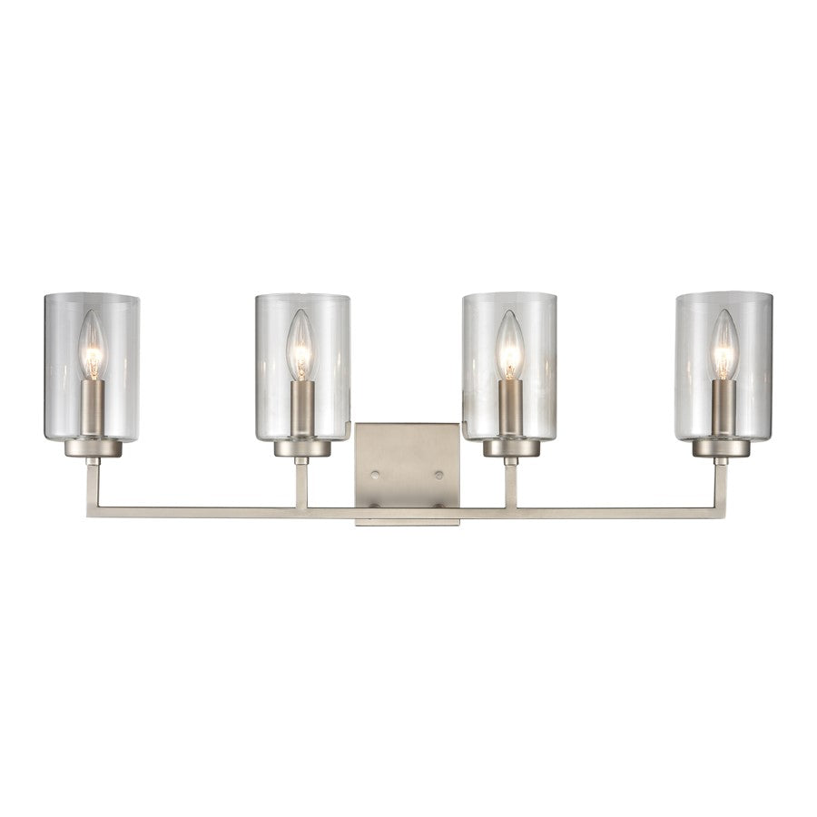 Atlas Lighting West End 30in 4-Light Vanity Light | Transitional Brushed Nickel and Clear Glass | Bathroom Vanity | Model WL11477-NK
