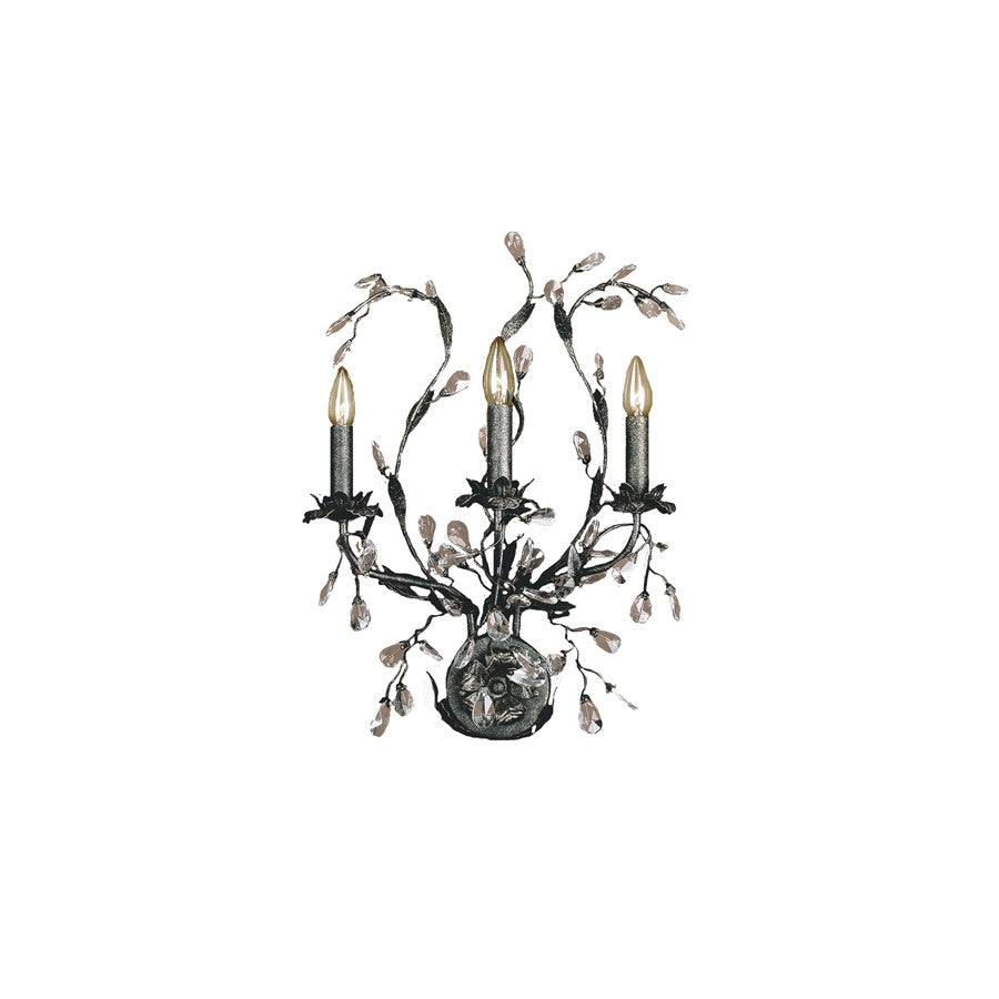 Atlas Lighting Circeo 17in 3-Light Wall Sconce | Traditional Silvered Bronze and Clear Crystal | Bedroom & Hallway Accent Light | Model WL11565-BZ
