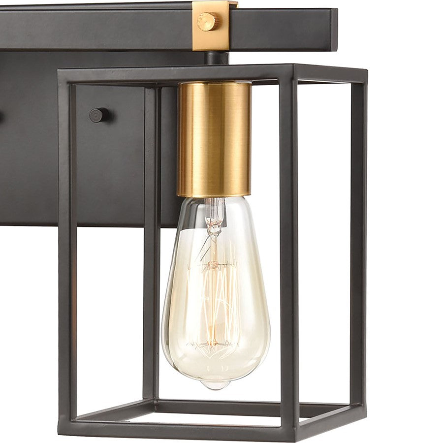 Atlas Lighting Cloe 16in 2-Light Vanity Light | Modern Matte Black and Brushed Brass Metal | Bathroom Vanity | 7 x 16 x 9 in | Model WL11570-BK