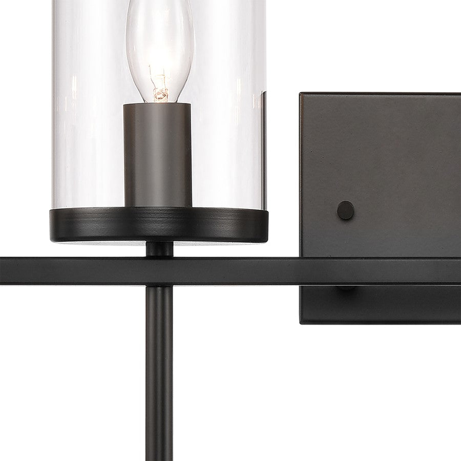 Atlas Lighting Oakland 32in 4-Light Vanity Light | Modern Black and Clear Glass | Bathroom Vanity | 32 x 6 x 12 in | Model WL11731-BK