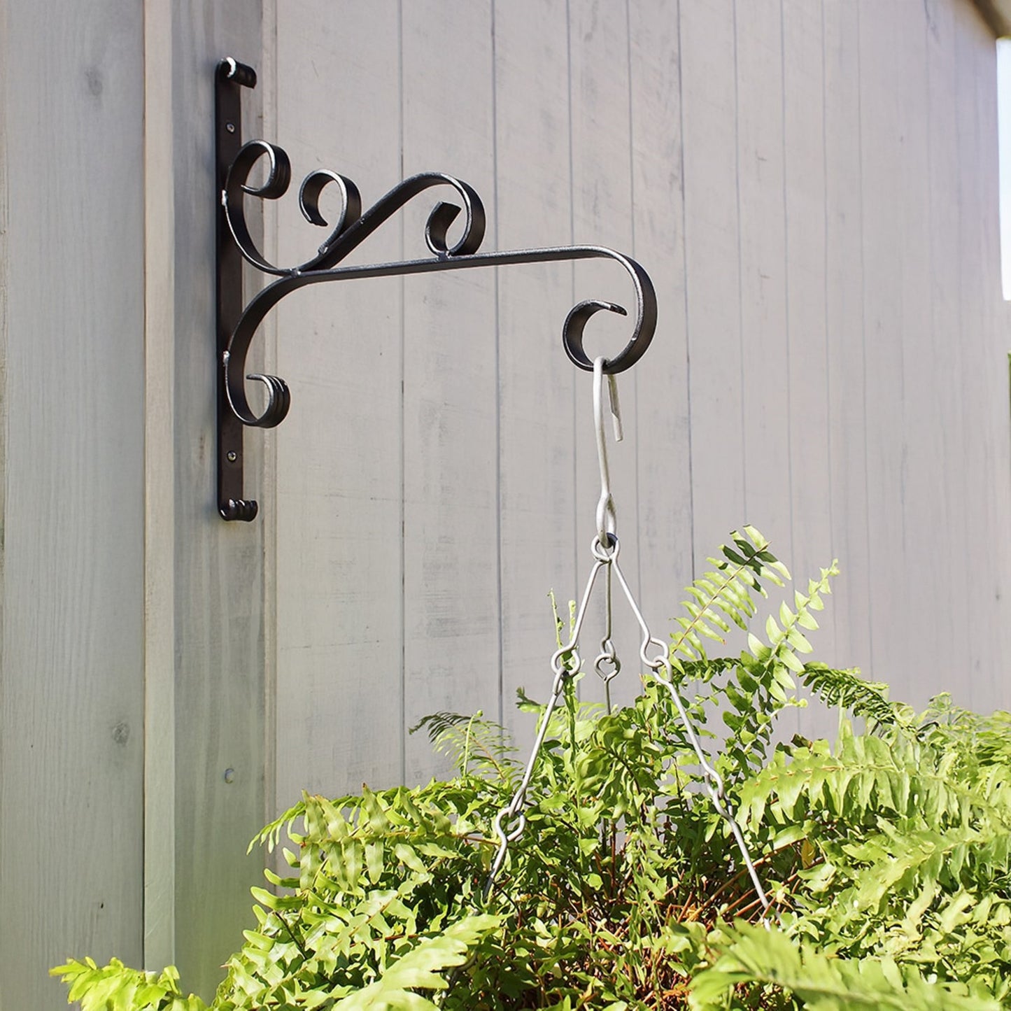ACHLA Large All Purpose Bracket 18in Wrought Iron Black Powder Coat | Outdoor Wall Mount Plant Hanger | Flower Basket & Bird Feeder | Model B-28
