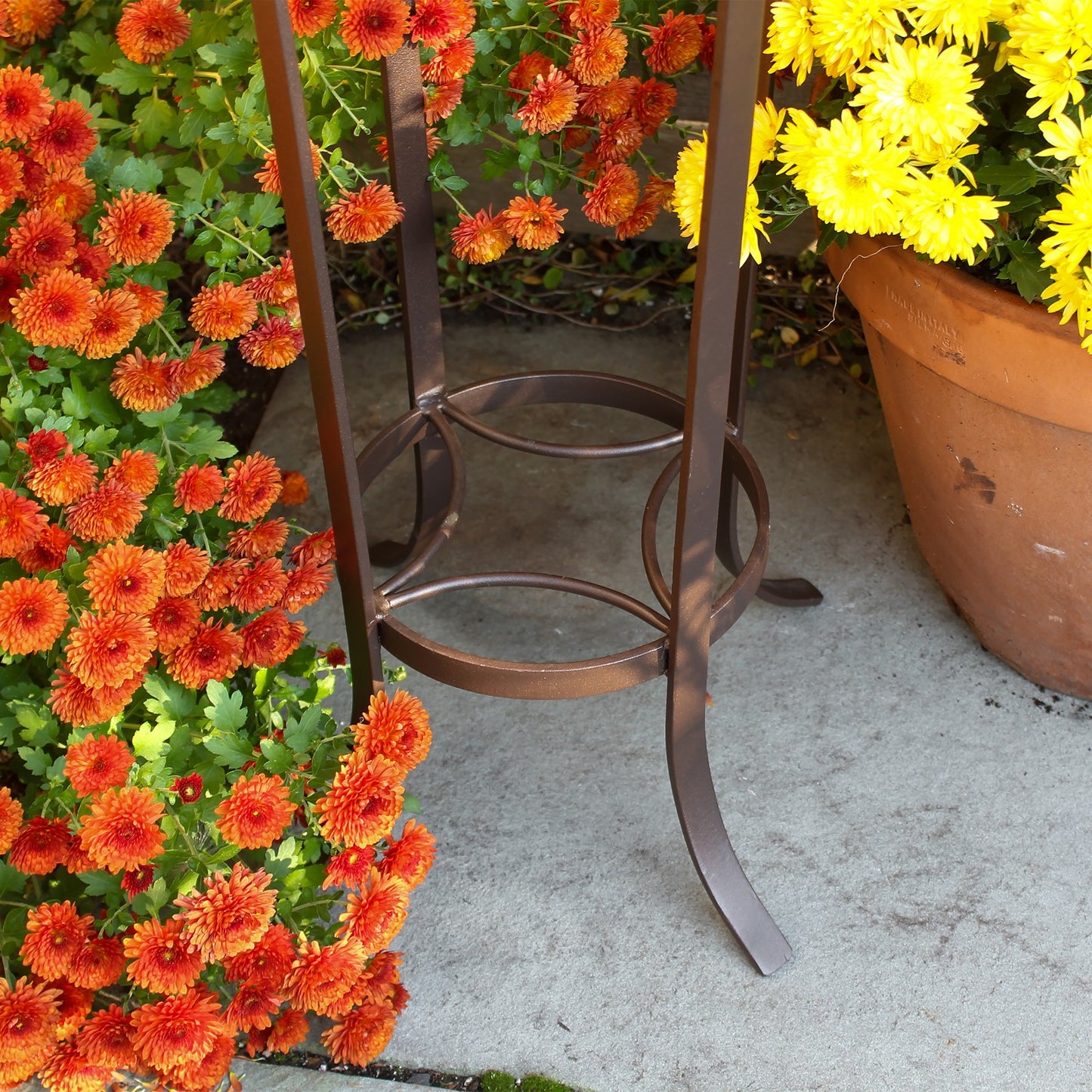 ACHLA 18in Classic Birdbath/Tulip Stand | Antique Copper Brass Bowl and Roman Bronze Wrought Iron Stand | Garden & Patio Accent | Model BB-12-S19