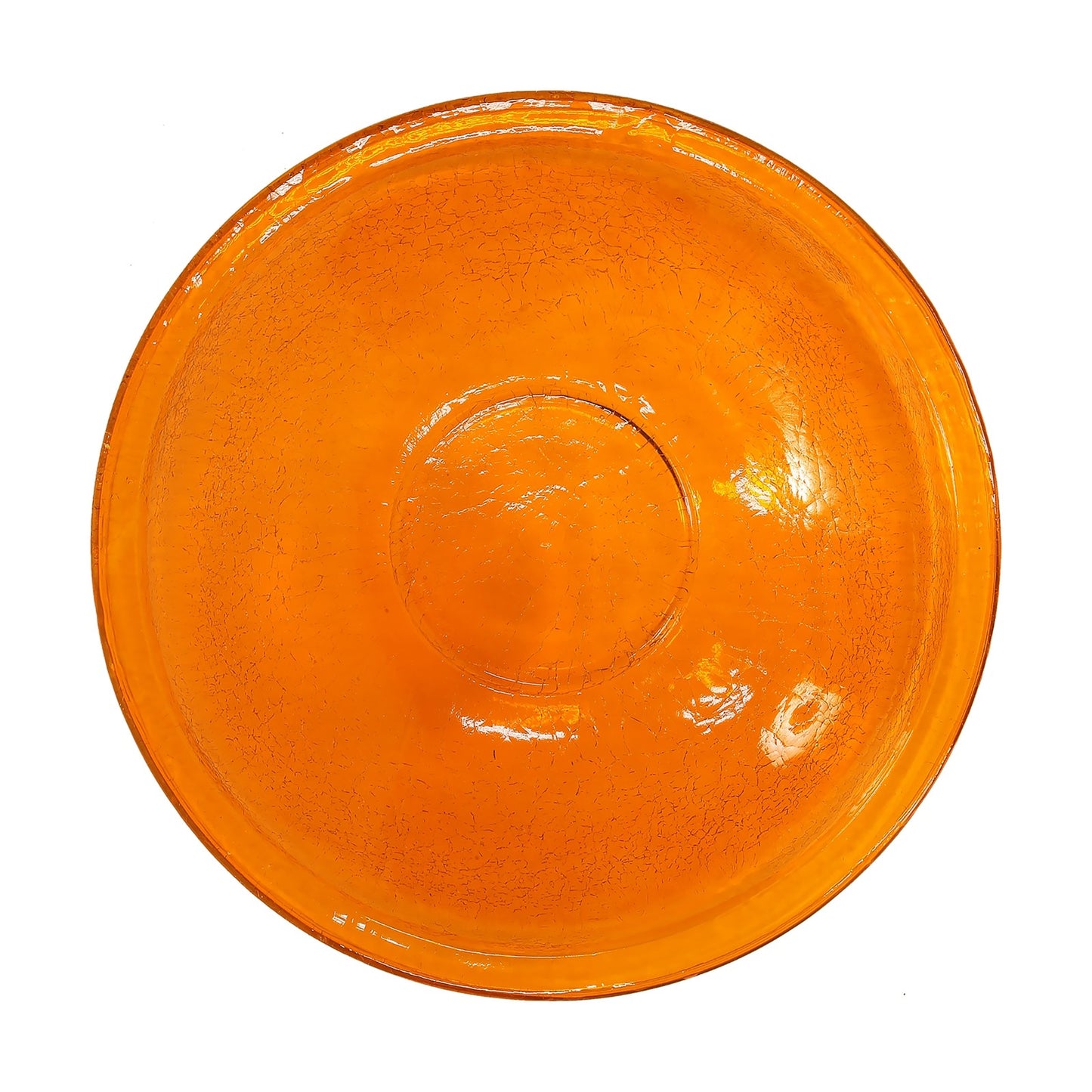 ACHLA Crackle Glass Birdbath Bowl 14in | Hand-Blown Mandarin Glass | Garden & Patio Water Feature | 14 x 14 x 2 in | Model CGB-14M