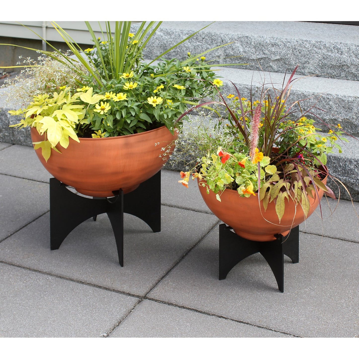 ACHLA Norma I Planter with Bowl | Burnt Sienna Wrought Iron | Indoor & Outdoor Patio Garden | 16 x 16 x 14 in | Model FBC-56-60BS