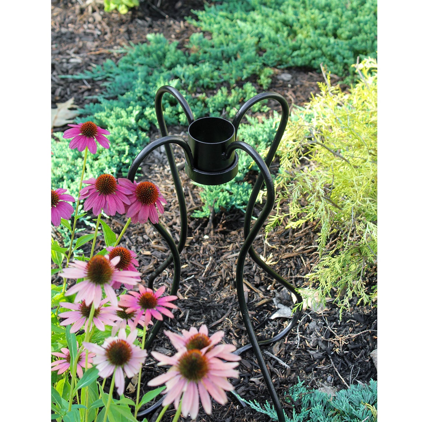 ACHLA Daffodil Globe Stand 15in Wrought Iron Black Powder Coat | Garden & Patio Display | 15 x 15 x 21.5 in, Folding Storage | Model GBS-15