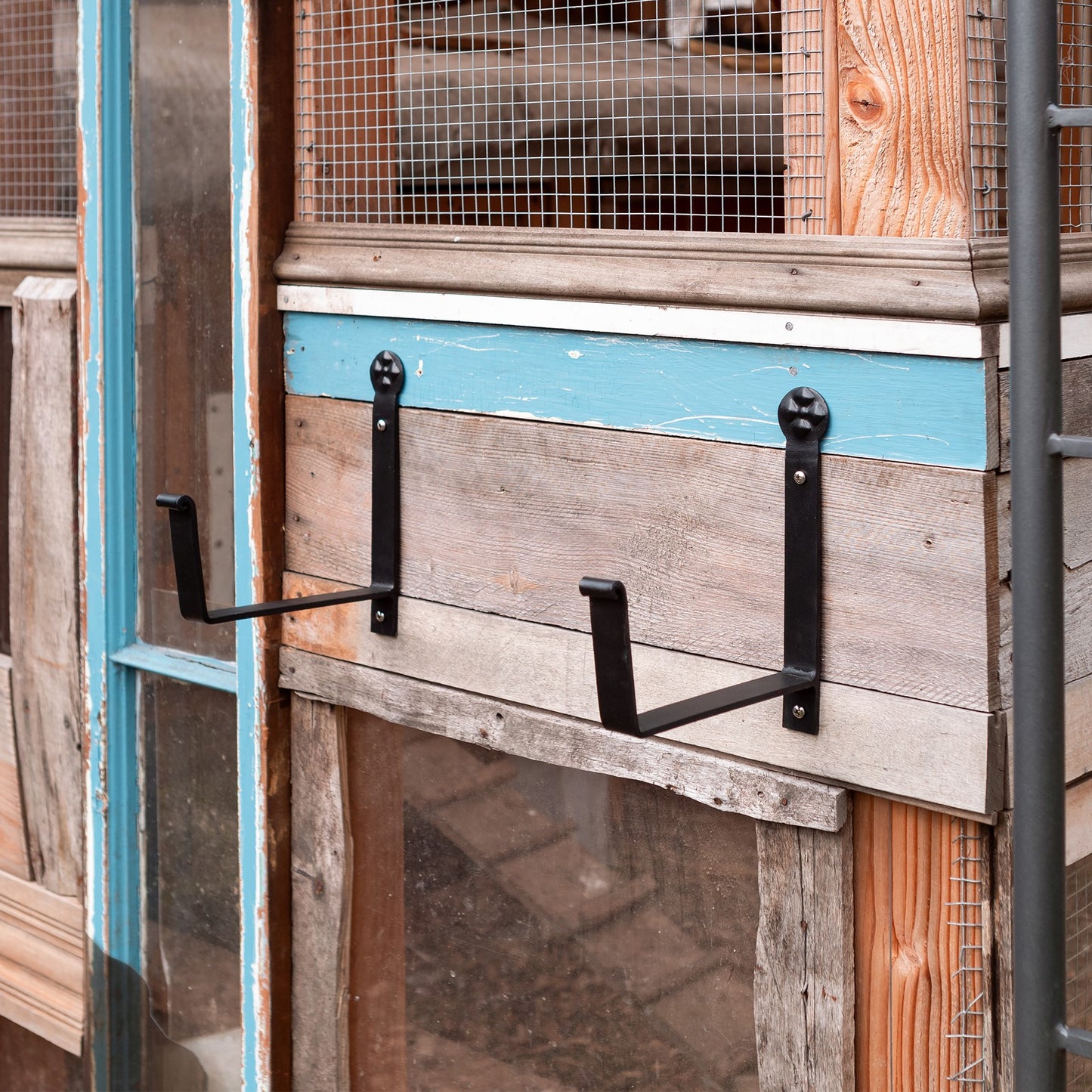 ACHLA Flowerbox Brackets 6in Pair | Black Wrought Iron | Window Box & Planter Support | 1 x 6 x 3.5-8 in | Model SFB-01
