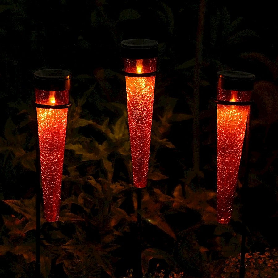ACHLA Solar Sparkle Cone, Stake, Set of 3, Red/Black Powdercoat