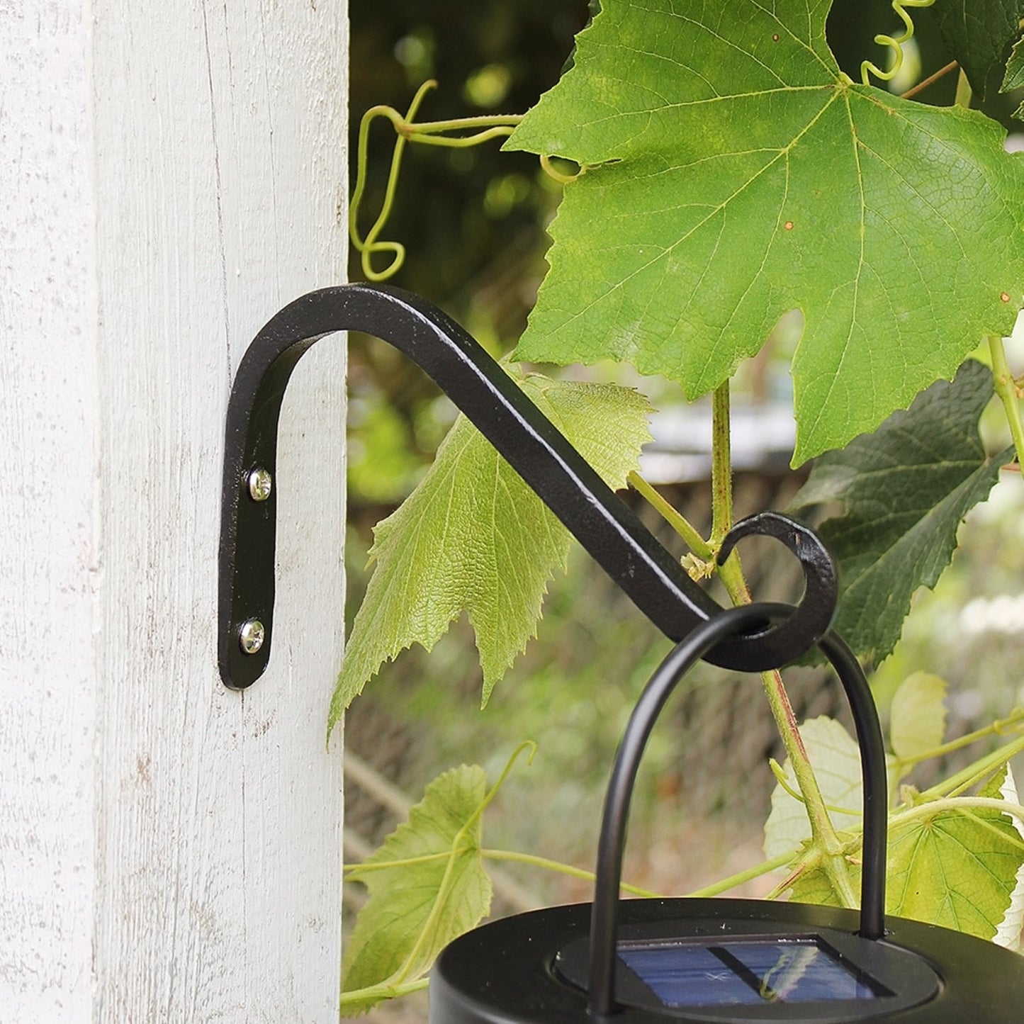 ACHLA 6in Angled Upcurled Bracket 2-Pack | Wrought Iron Black Powdercoat | Outdoor Wall Hook for Planters & Lanterns | 6 x 4 x 0.5 in | Model TSH-07-2