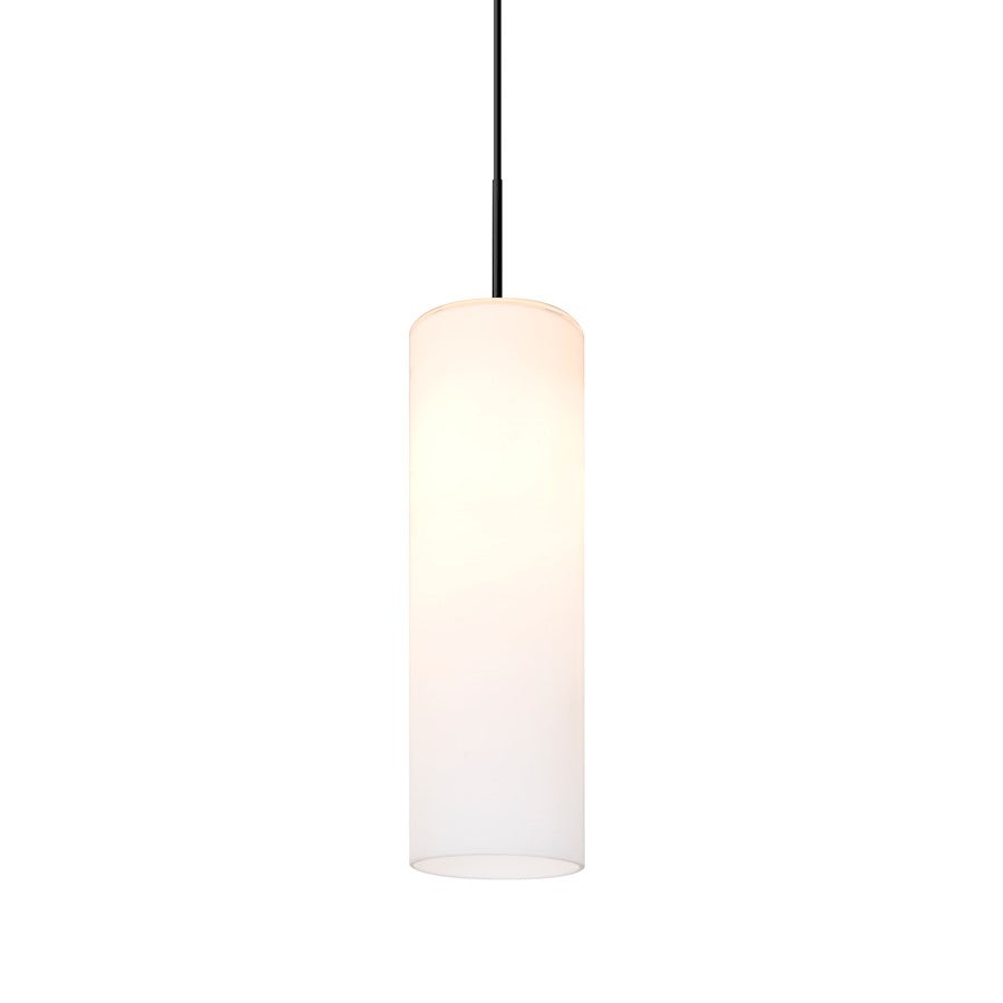Besa Friz 5in 1-Light LED Pendant | Contemporary Black and White Opal Glass | Kitchen Island & Dining Room | 5 x 5 x 16 in | Model 1JT-FRIZOG-LED-BK
