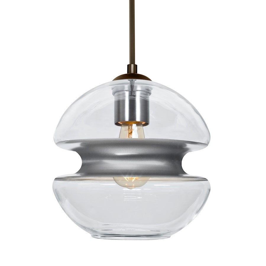 Besa Lighting Hula 8 8in 1-Light LED Pendant | Contemporary Bronze and Silver Glass | Kitchen Island & Dining Room | Model 1JT-HULA8SL-EDIL-BR