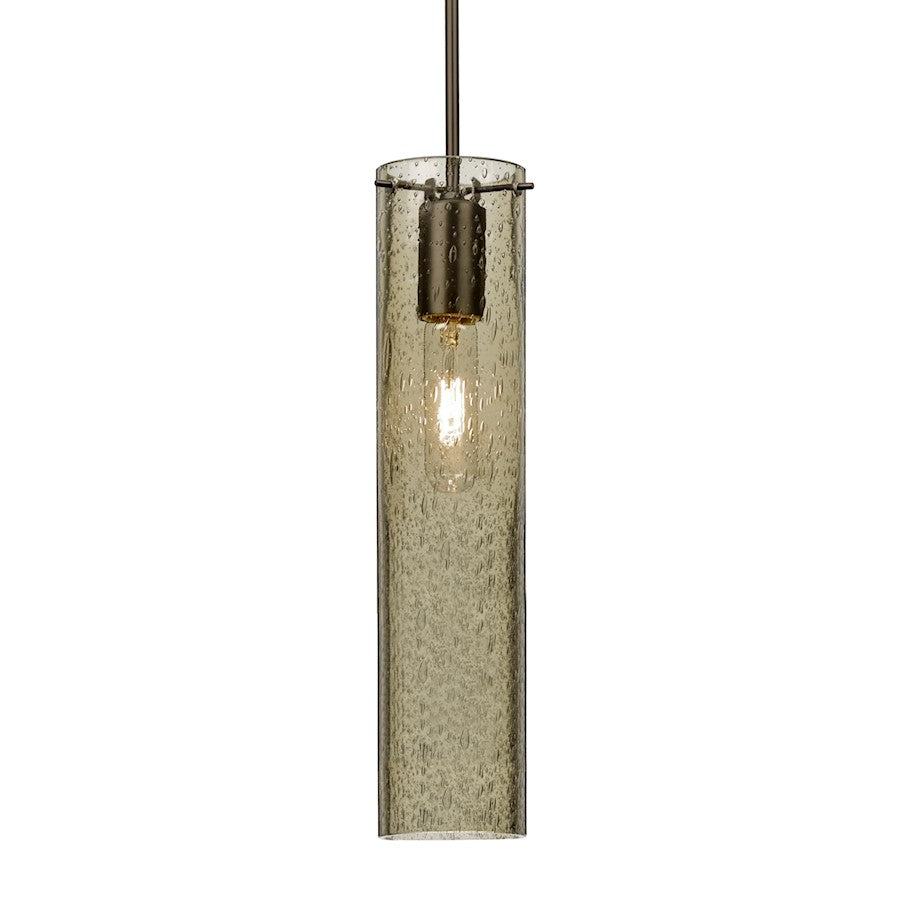 Besa Lighting Juni 16 1-Light Pendant | Transitional Bronze and Latte Glass | Kitchen Island & Dining Room | 3.5 x 16 in | Model 1JT-JUNI16LT-BR