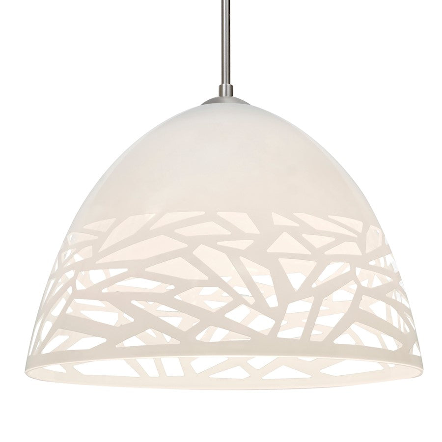 Besa Lighting Kiev 12in 1-Light LED Pendant | Contemporary Satin Nickel and White Glass | Kitchen Island & Dining Room | Model 1JT-KIEVWH-LED-SN