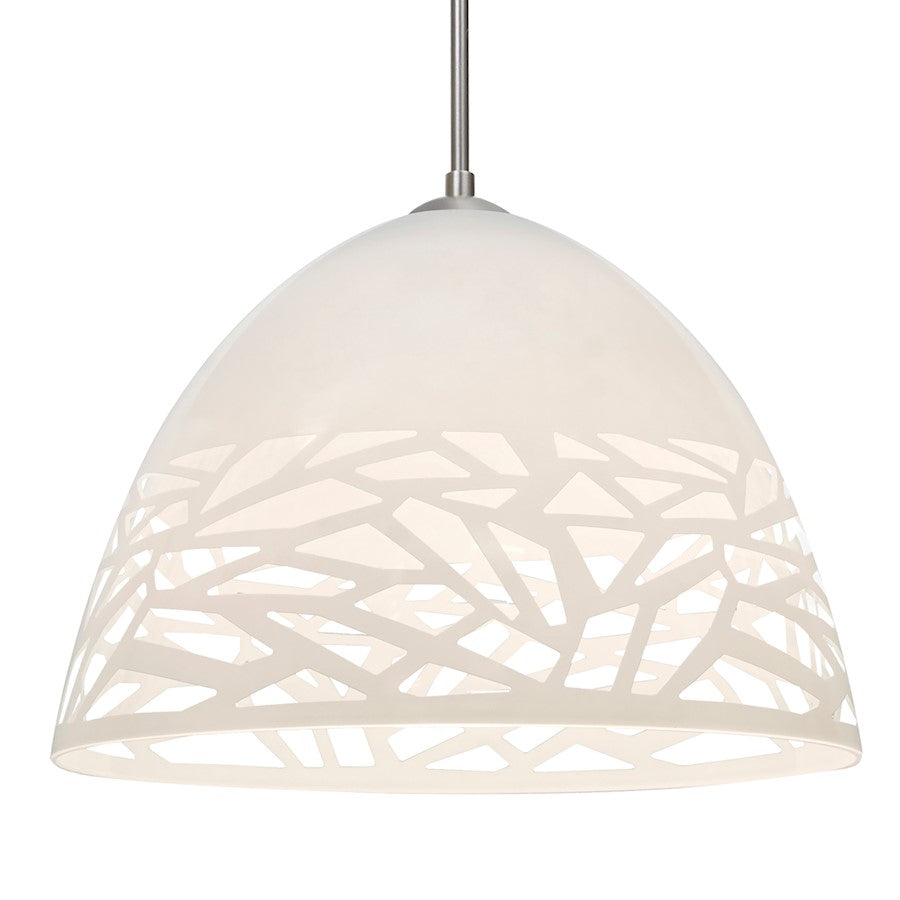 Besa Lighting Kiev 12in 1-Light Pendant | Contemporary Satin Nickel and White Glass | Kitchen Island & Dining Room | Model 1JT-KIEVWH-SN