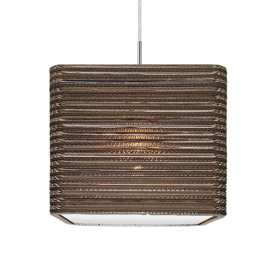 Besa Lighting Kirk 12 1-Light Pendant | Industrial Satin Nickel and Beige Cardboard | Kitchen Island & Dining Room | Model 1JT-KIRK12-LED-SN