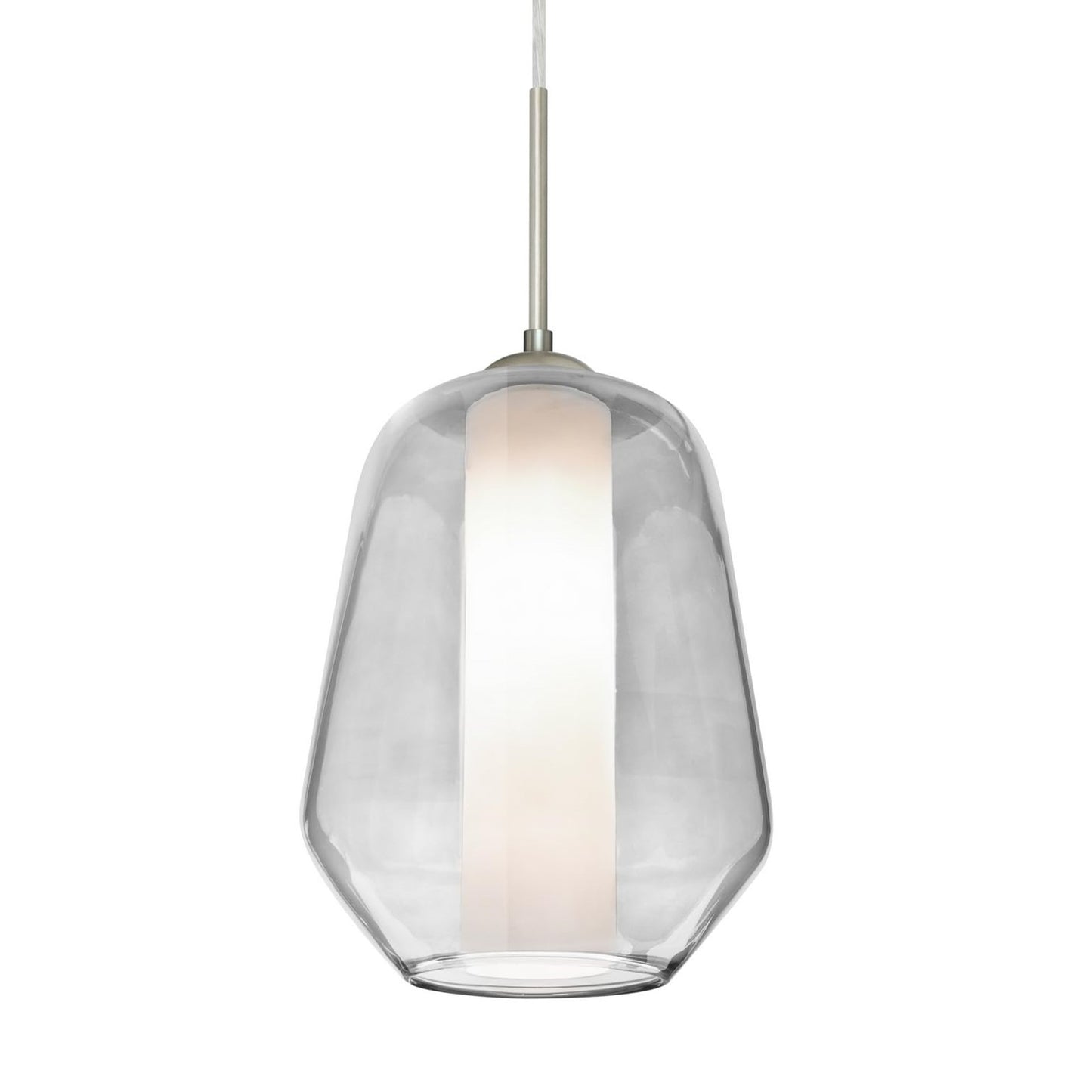 Besa Link 8in 1-Light Pendant | Transitional Satin Nickel and Clear Glass | Kitchen Island & Dining Room | 8 x 8 x 10.5 in | Model 1JT-LINKCL-SN