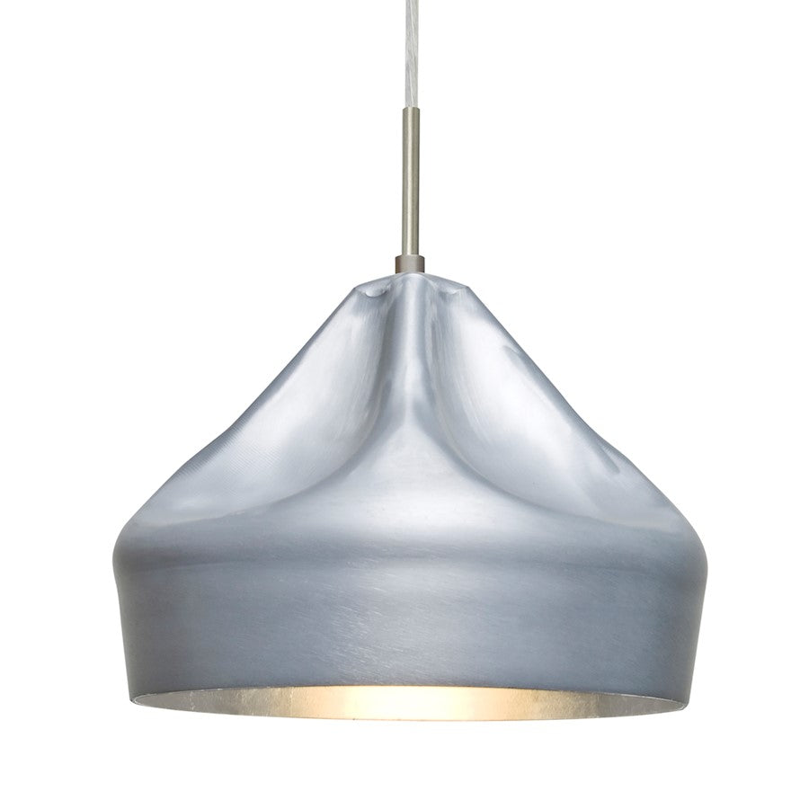 Besa Lighting Lotus 9in 1-Light Pendant | Industrial Satin Nickel and Silver Aluminum | Kitchen Island & Dining Room | Model 1JT-LOTUS-SN