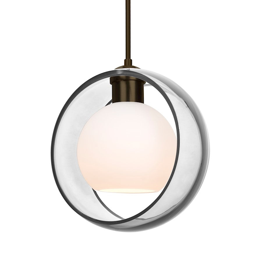 Besa Lighting Mana 9in 1-Light LED Cord Pendant | Contemporary Bronze and Clear Glass | Kitchen Island & Dining Room | Model 1JT-MANACL-LED-BR