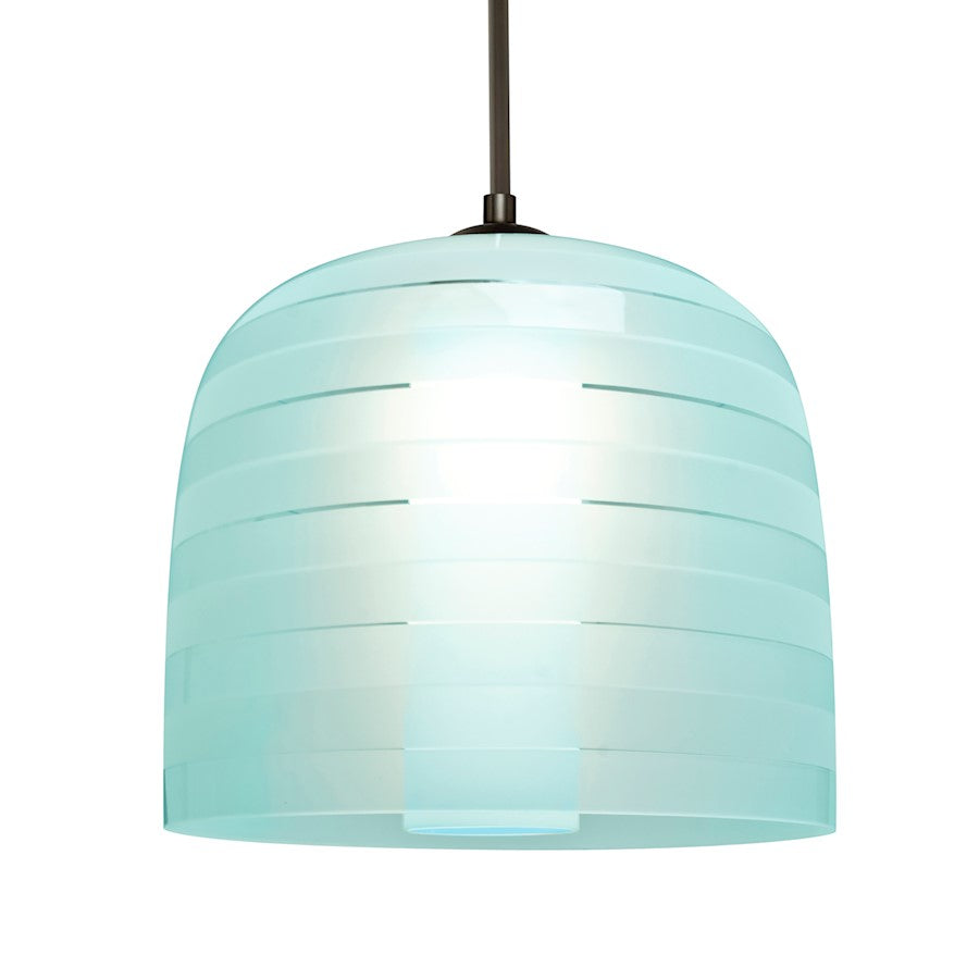 Besa Lighting Mitzi 10 1-Light LED Cord Pendant | Contemporary Bronze and Blue Glass | Kitchen Island & Dining Room | Model 1JT-MITZI10CY-LED-BR