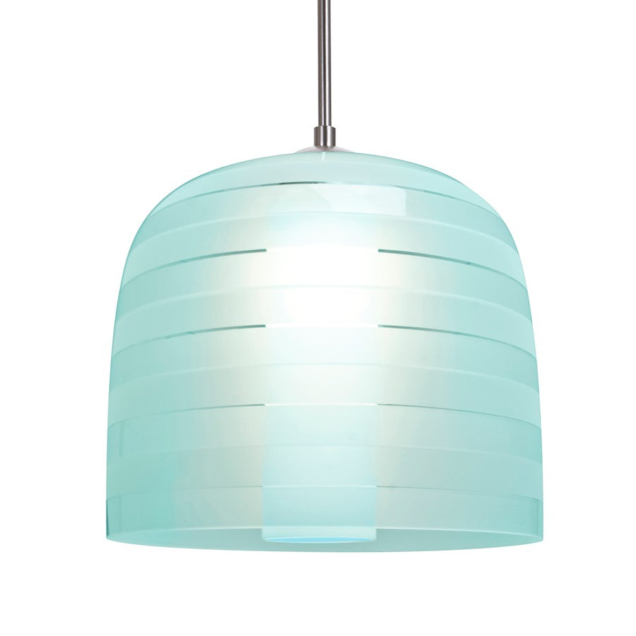 Besa Mitzi 10 1-Light Cord Pendant | Contemporary Satin Nickel and Blue Glass | Kitchen Island & Dining Room | Model 1JT-MITZI10CY-SN