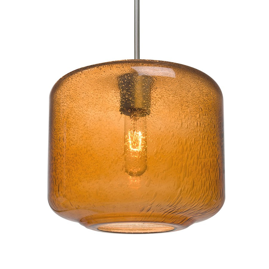 Besa Lighting Niles 10 1-Light Cord Pendant | Transitional Satin Nickel and Amber Glass | Kitchen Island & Dining Room | Model 1JT-NILES10AM-SN