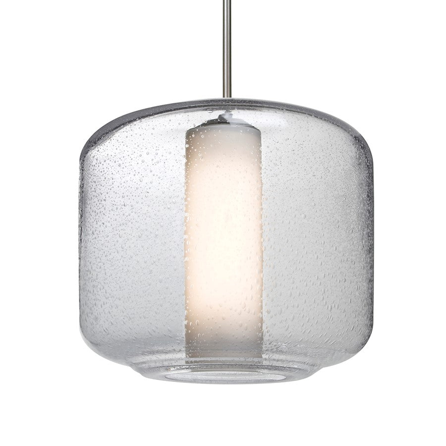 Besa Lighting Niles 10 9in 1-Light Pendant | Satin Nickel and Clear Opal Glass | Kitchen Island & Dining Room | 9.5 x 9 in | Model 1JT-NILES10CO-SN