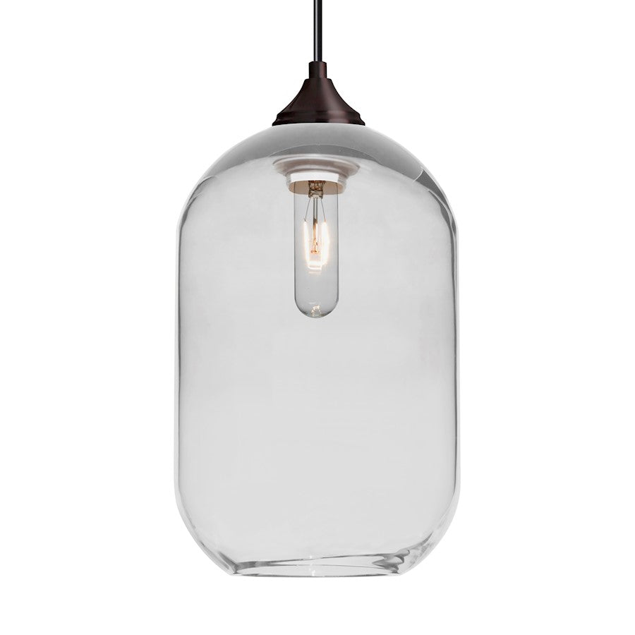 Besa Lighting Omega 12 1-Light Cord Pendant | Contemporary Bronze and Clear Glass | Kitchen Island & Dining Room | Model 1JT-OMEGA12CL-BR