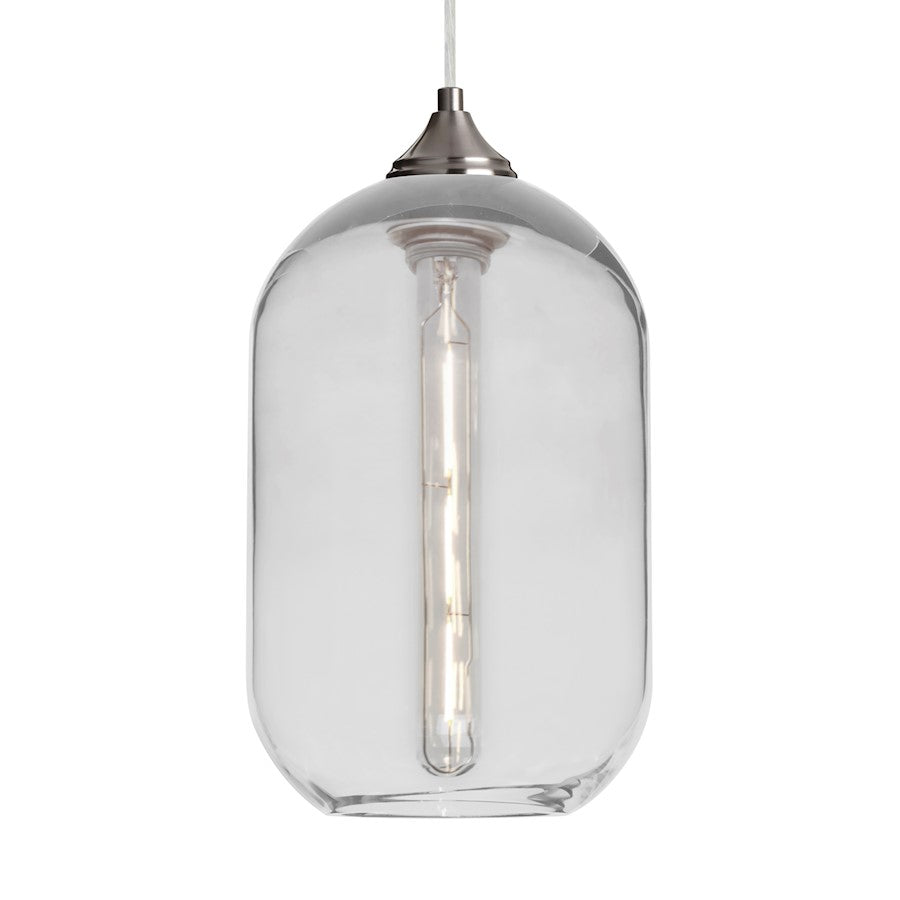 Besa Lighting Omega 12 1-Light LED Cord Pendant | Contemporary Satin Nickel and Clear Glass | Kitchen Island & Dining | Model 1JT-OMEGA12CL-EDIL-SN