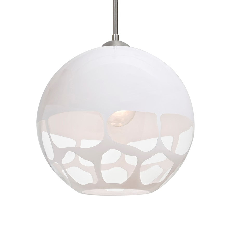 Besa Lighting Rocky 10in 1-Light Pendant | Contemporary Satin Nickel and White Glass | Kitchen Island & Dining Room | Model 1JT-ROCKYWH-SN