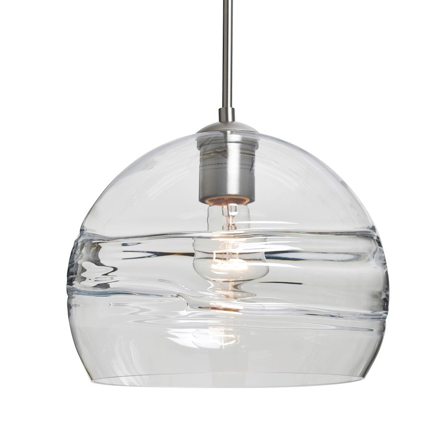 Besa Lighting Spirit 10 1-Light Cord Pendant | Contemporary Satin Nickel and Clear Glass | Kitchen Island & Dining Room | Model 1JT-SPIR10CL-SN