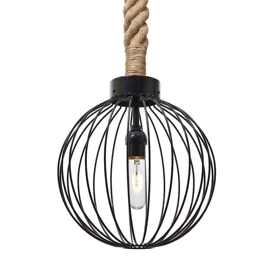 Besa Lighting Sultana 10in 1-Light Globe Pendant | Rustic Black Metal | Kitchen Island & Dining Room | 10.3 x 14.1 in | Model 1JT-SULTANA-G-BK