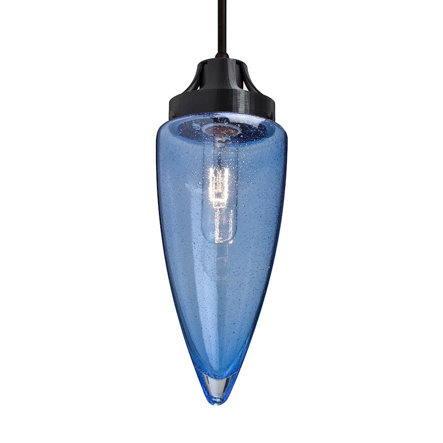 Besa Lighting Sulu 4.75in 1-Light Pendant | Transitional Black and Blue Glass | Kitchen Island & Dining Room | Model 1JT-SULUBL-BK