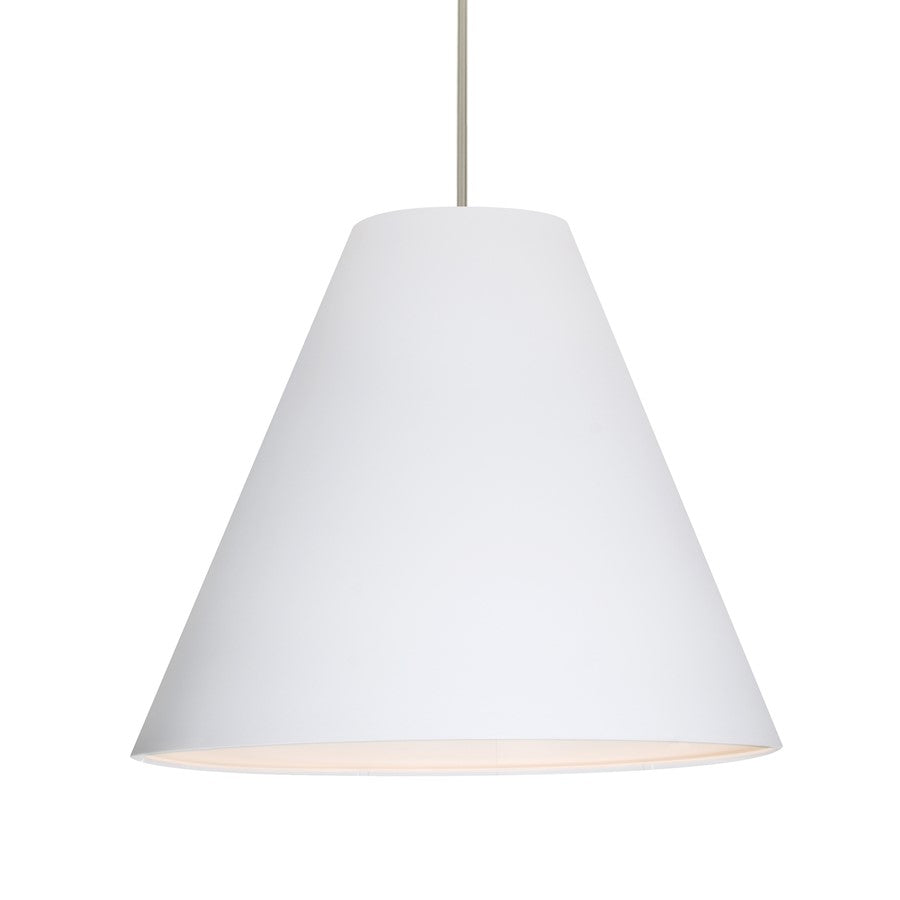 Besa Lighting Dylan 20in 1-Light LED Pendant | Industrial Satin Nickel and White Metal | Kitchen Island & Dining Room | Model 1TT-DYLANWH-LED-SN