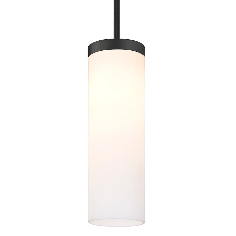 Besa Lighting Friz 5in 1-Light Stem Pendant | Contemporary Black and Opal Glossy Glass | Kitchen Island & Dining Room | Model 1TT-FRIZOG-BK
