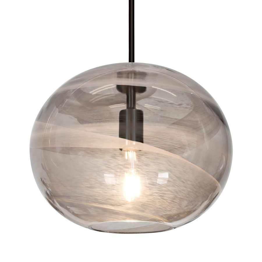 Besa Lighting Geno 13in 1-Light LED Pendant | Contemporary Black and Gray Glass | Kitchen Island & Dining Room | Model 1TT-GENOSM-EDIL-BK