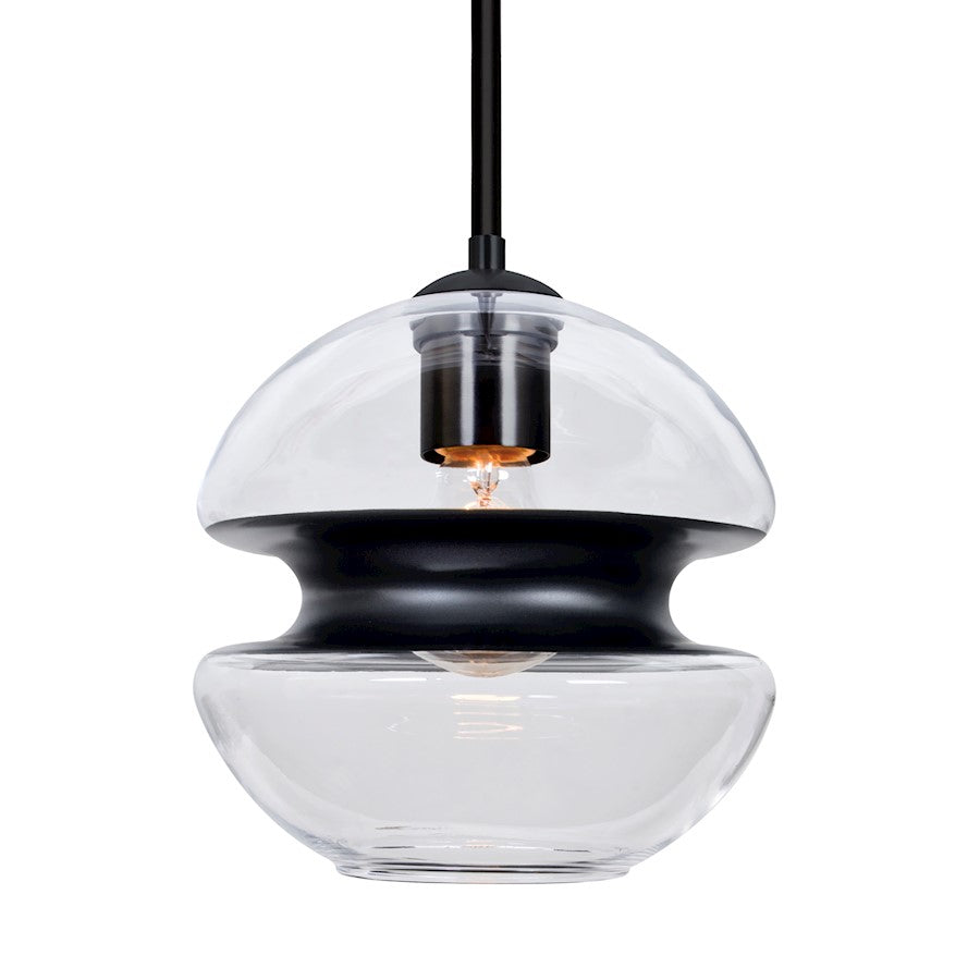 Besa Lighting Hula 8 8in 1-Light Stem Pendant | Contemporary Black and Black Glass | Kitchen Island & Dining Room | Model 1TT-HULA8BK-BK