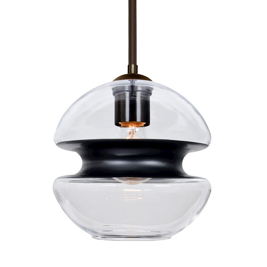Besa Lighting Hula 8 8in 1-Light Stem Pendant | Contemporary Bronze and Black Glass | Kitchen Island & Dining Room | Model 1TT-HULA8BK-BR
