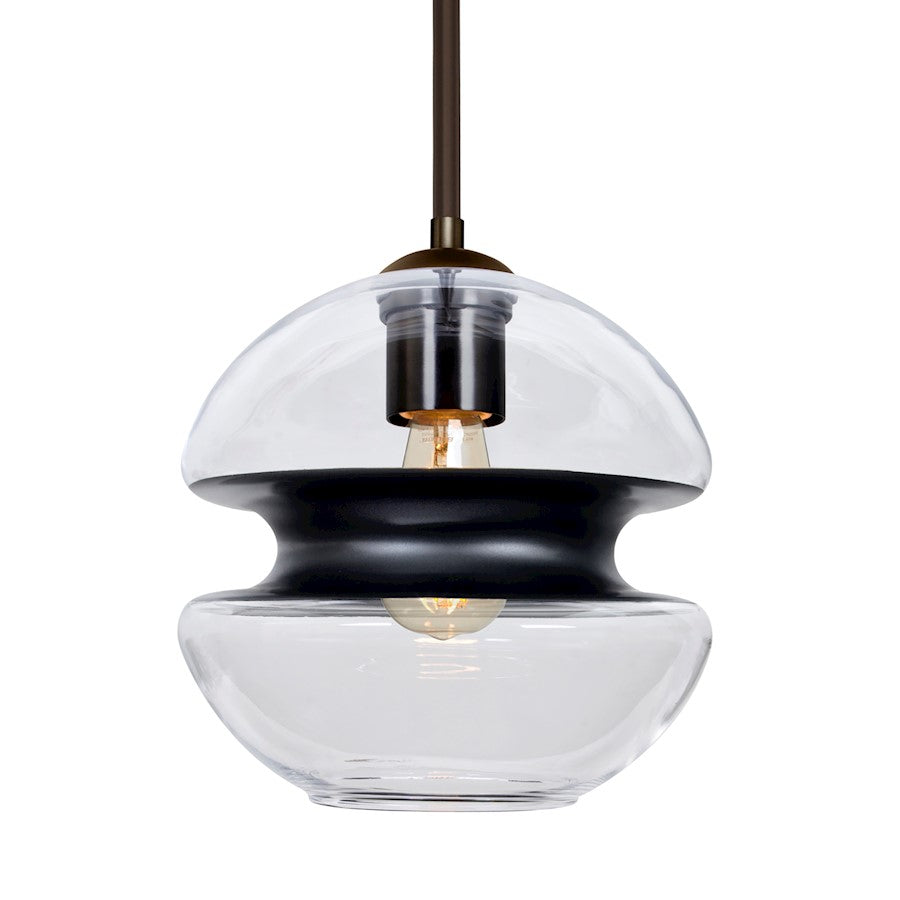 Besa Lighting Hula 8 1-Light LED Stem Pendant | Contemporary Bronze and Black Glass | Kitchen Island & Dining Room | Model 1TT-HULA8BK-EDIL-BR