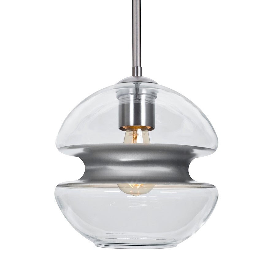 Besa Lighting Hula 8 8in 1-Light LED Pendant | Satin Nickel and Silver Glass | Kitchen Island & Dining Room | Model 1TT-HULA8SL-EDIL-SN