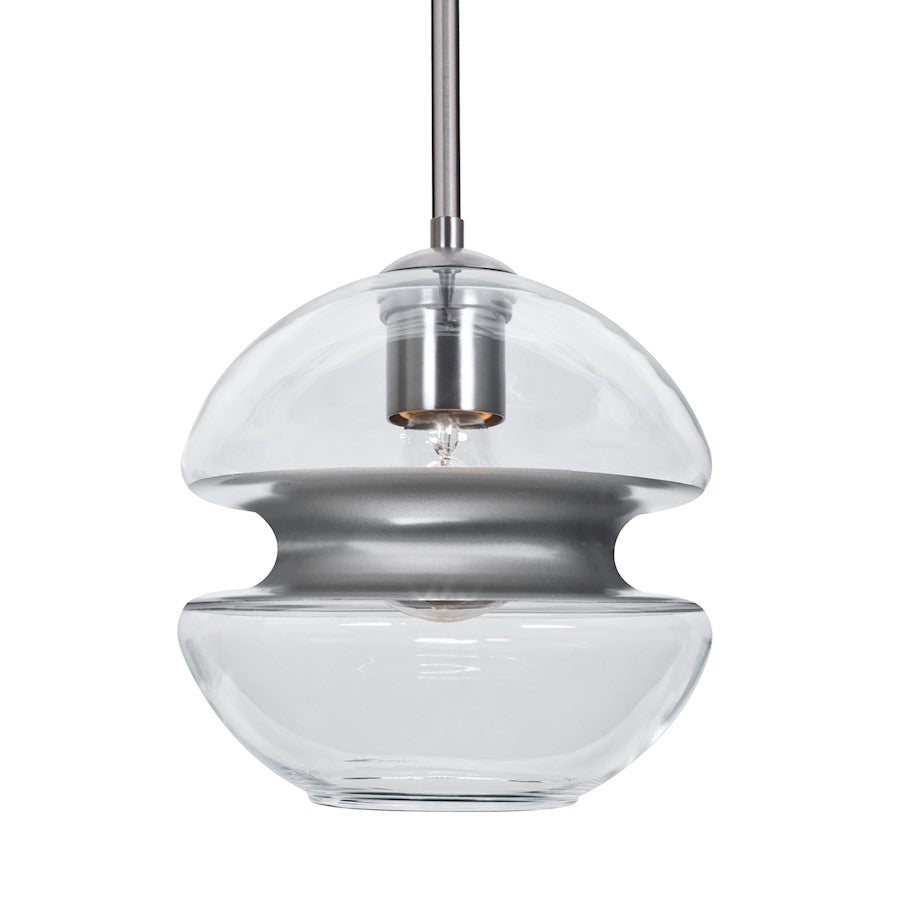 Besa Lighting Hula 8 8in 1-Light Pendant | Satin Nickel and Silver Glass | Kitchen Island & Dining Room | 8 x 8 x 7.75 in | Model 1TT-HULA8SL-SN